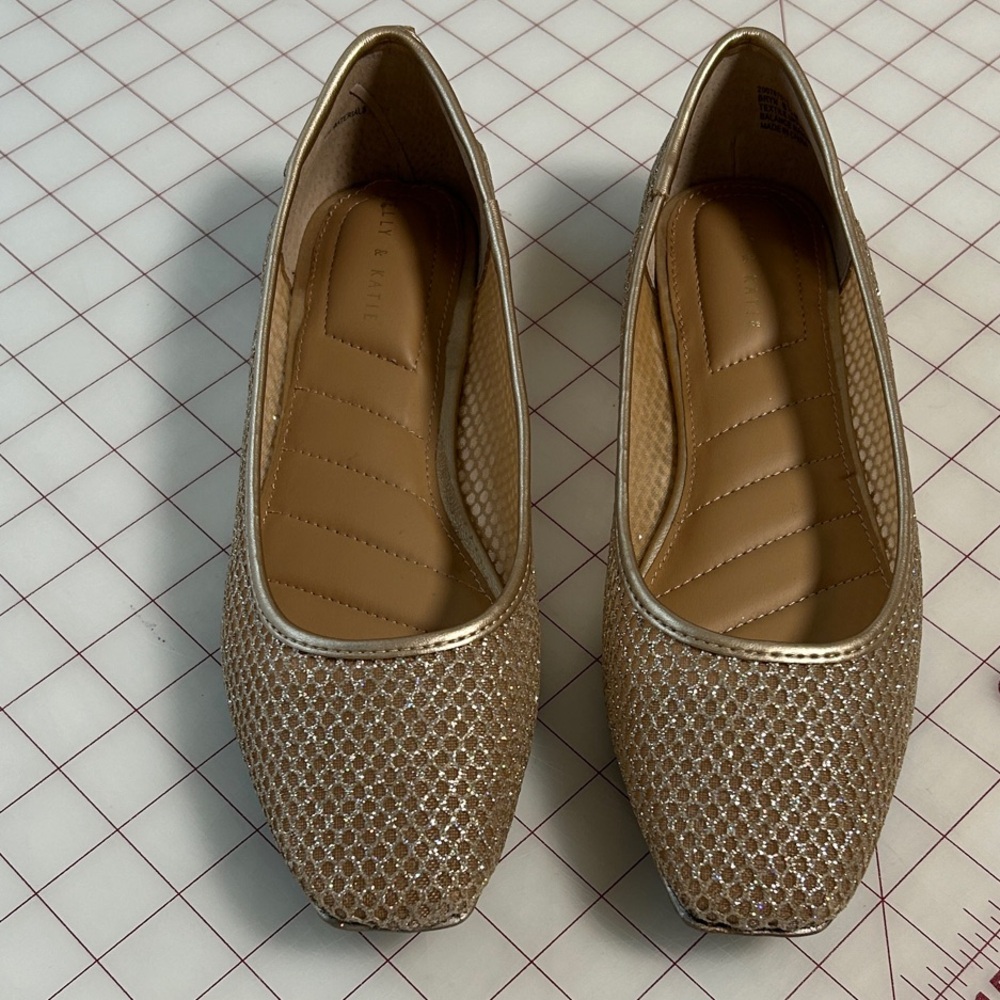 Kelly & Katie Gold Mesh Flats